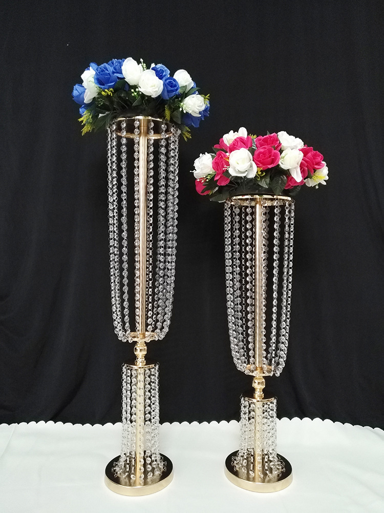 Gold silver Candle Wedding Decoration Holders crystal Metal Candlestick Flower Vase Table Centerpiece Event Flower Rack Road Lead