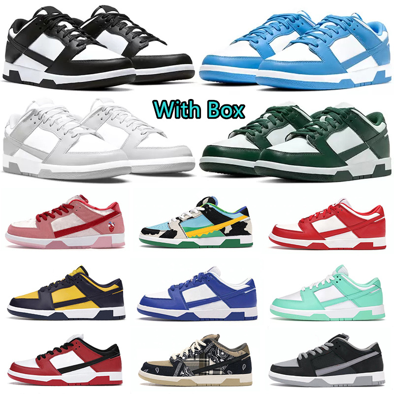Mens Womens Outdoor Shoes Chunky Dunky low Panda Grey Fog Michigan Varsity Green UNC University Red Valentines Day Court Purple Trainer Sneakers with Box, Item#25
Mens Womens Outdoor Shoes Chunky Dunky low Panda Grey Fog Michigan Varsity Green UNC University Red Valentines Day Court Purple Trainer Sneakers with Box, Item#25
