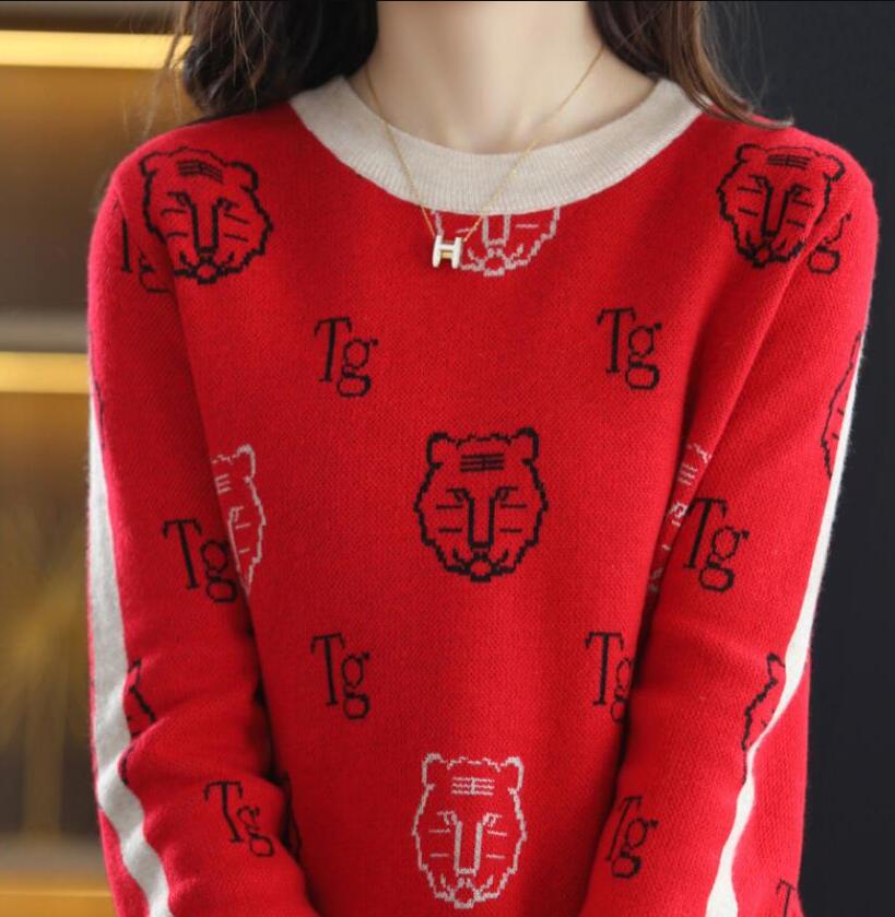 Women Sweaters tiger Printed Pullovers O-neck Knitted Jumpers Cute Lovely Thicken Students Streetwear Top, Red
Women Sweaters tiger Printed Pullovers O-neck Knitted Jumpers Cute Lovely Thicken Students Streetwear Top, Red