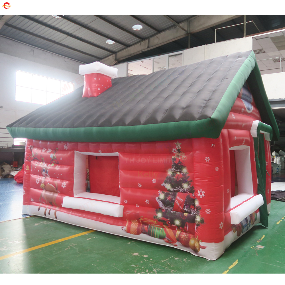 Free Door Ship Outdoor Activities 4x3m 5x4m Portable Inflatable Christmas House Santa Grotto For Xmas decoration