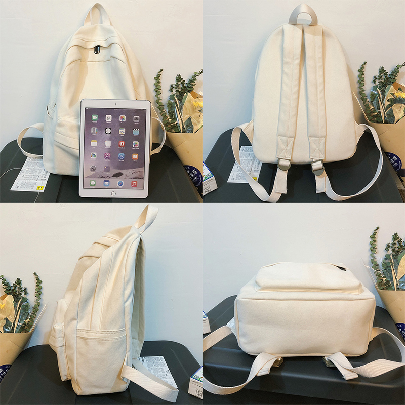 School Bags Female White Backpack Kawaii Women Cotton Canvas Bag Teenage Girl Backpacks Fashion Ladies Satchel Drop 220829