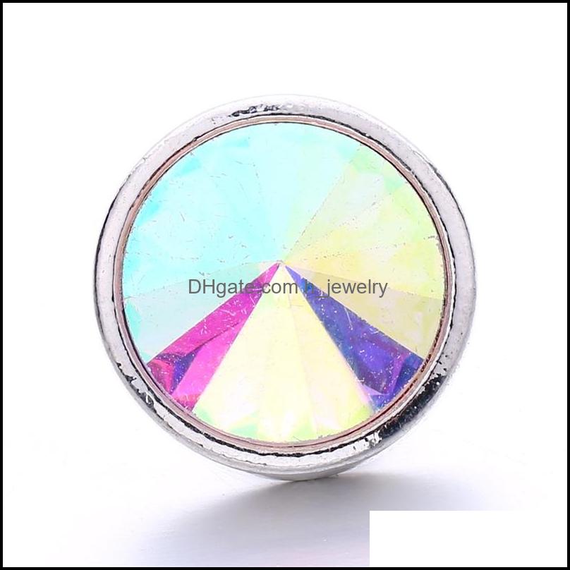 Charms Colorf Acrylic Sier Color Snap Button Charms Women Jewelry Findings Bright Rhinestone 18Mm Metal Snaps Buttons Di Dhseller2010 Dhlbv