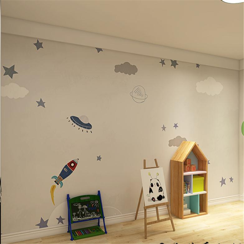 Simple wallpaper cartoon children's room wall cloth boy bedroom mural background wall simple cartoon wallpaper