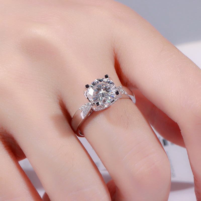 Wedding Rings Classic 4 claw 9K White Gold Trendy Ring 1ct 2ct 3ct Round Cut Lab Diamond Wedding Engagement Anniversary Ring 220829