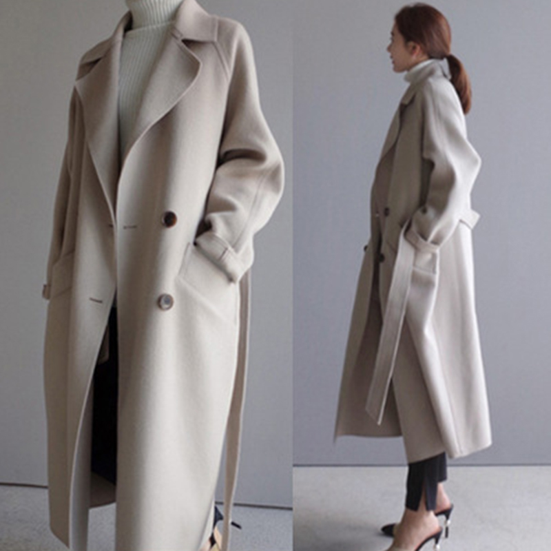 Women' Wool & Blends Winter Coats 2022 Autumn New Femmes Solid Color Lapel Loose Long Double-sided Wool Coat Female jas, Beige
Women' Wool & Blends Winter Coats 2022 Autumn New Femmes Solid Color Lapel Loose Long Double-sided Wool Coat Female jas, Beige