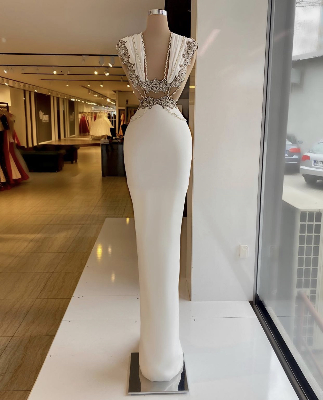 Graceful Mermaid Prom Dresses Pearls Crystals Cap Sleeves Party Dresses Ruched Floor Length Custom Made Evening Dress