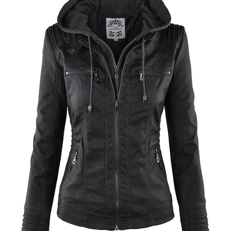 Women's Jackets Gothic Faux Leather Women Hoodies Winter Autumn Motorcycle Black Outerwear PU Basic Coat 220830