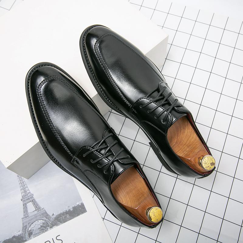 Derby Shoes Men Shoes Solid Color PU Personality Square Toe Wing Tip Lace Up Fashion Business Casual Wedding Party Daily Versatile AD028