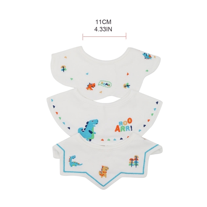 Bibs Burp Cloths 3 Pcs Set Rotate Baby Feeding Drool Collar Decoration Embroidery Saliva Towel Cotton Anti-Stain Cloth D08C 220830