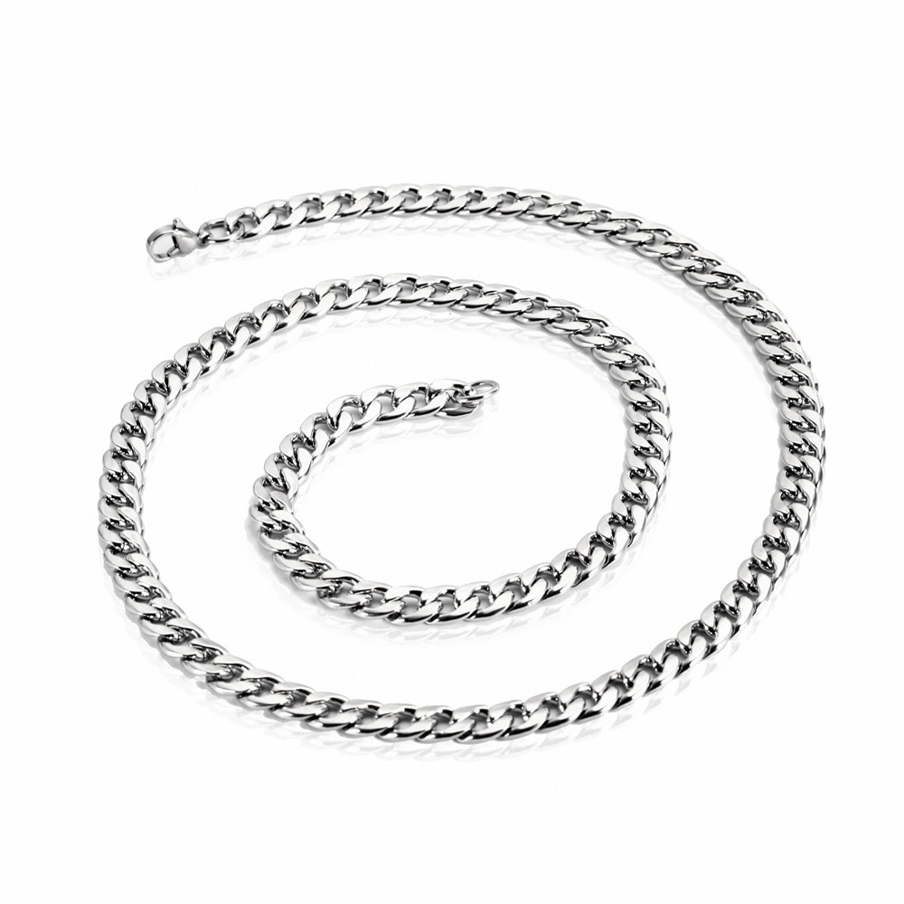 3MM 5MM 6MM 7MM Silver Cuban Chains Necklace Stainless Steel Lobster Clasps Making Hight Quality Plated Necklaces for women men Ve