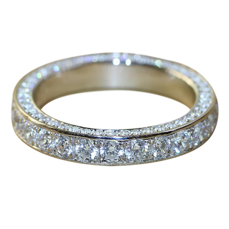 Ins Top Sell Wedding Rings Simple Fashion Jewelry 925 Sterling Silver Gold Fill Round Cut White Topaz CZ Diamond Gemstones Eternity Party Women Engage