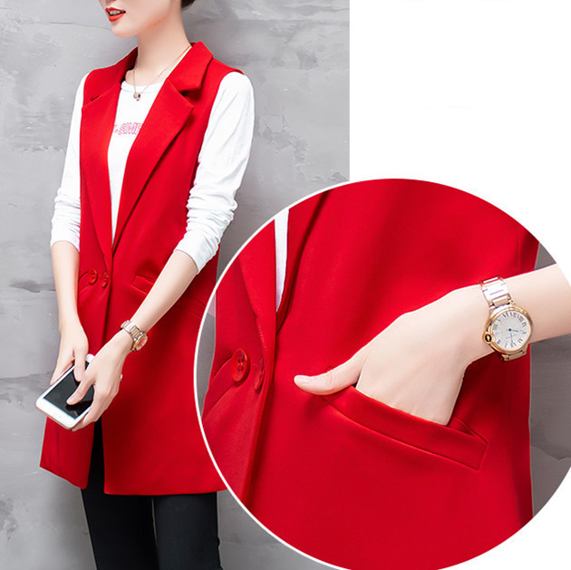 Women's Vests For Women Sleeveless Jacket Coat Long Blazer Formal Work Ladies Office Vintage Slim Suit Waistcoat Female Oversize 220830