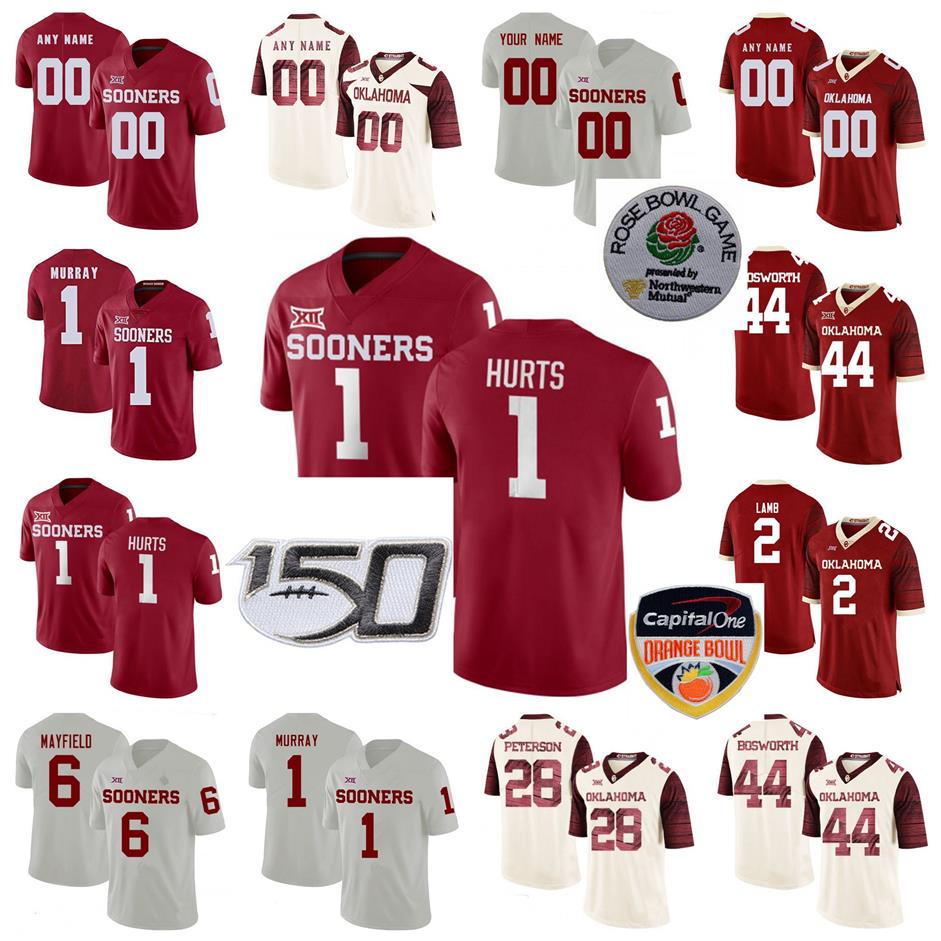 Oklahoma Sooners Jerseys Jalen Hurts Jersey Kyler Murray Baker Mayfield Adrian Peterson Brian Bosworth NCAA Football Jerseys Custom Sti285I, Men's new white with 150th
Oklahoma Sooners Jerseys Jalen Hurts Jersey Kyler Murray Baker Mayfield Adrian Peterson Brian Bosworth NCAA Football Jerseys Custom Sti285I, Men's new white with 150th