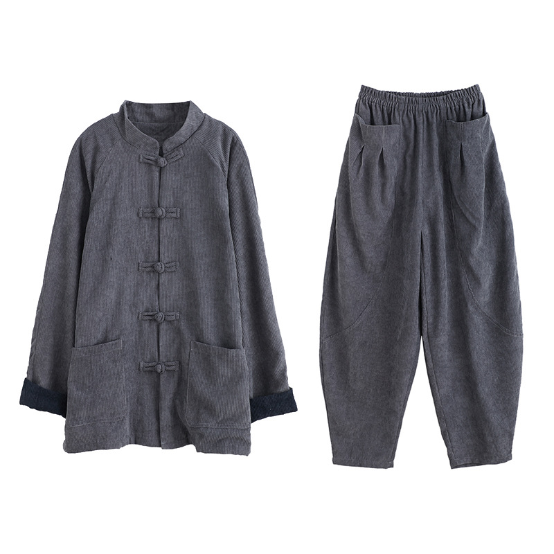 Tang suit ethnic clothing for men Asian Costume Top and Pant set Oriental Traditional wear loose breathable cotton Autumn outfit