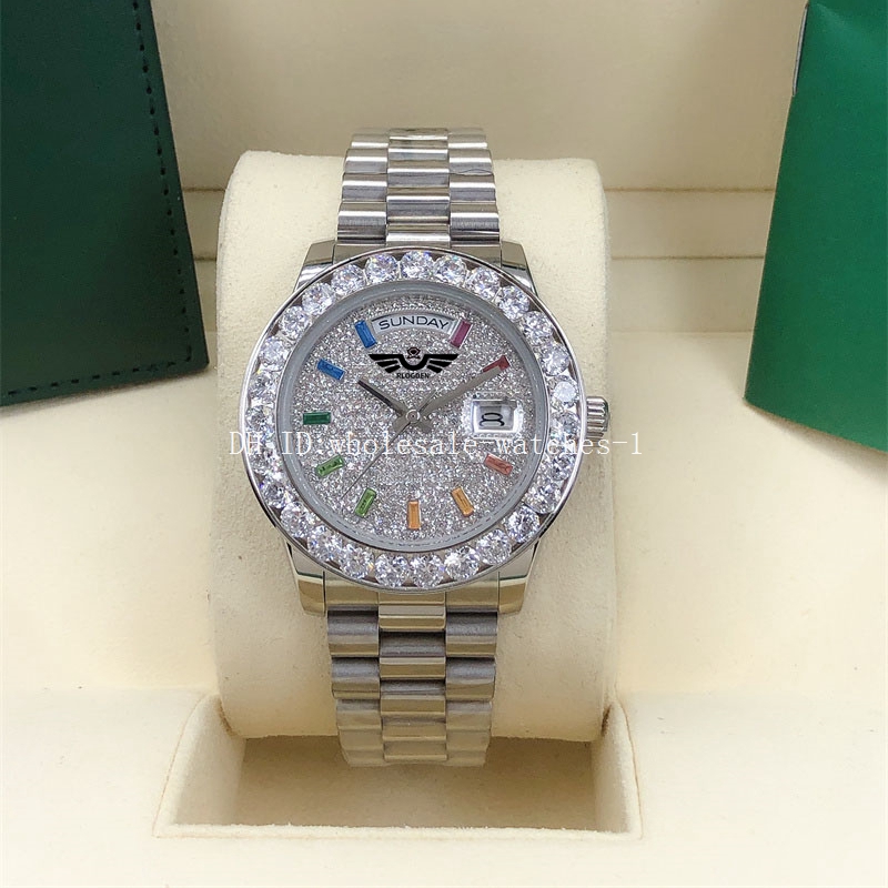 6 Style Watches 40mm Full Diamond Dail big Diamond 128396 m128396tbr-0006 18k Automatic Mechanical Mens Watch Men's Wristwatches