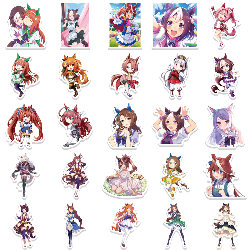 50Pcs cartoon Anime Pretty Derby Sticker Special Week Figure Graffiti Kids Toy Skateboard Car Motorcycle Bicycle Sticker Decals