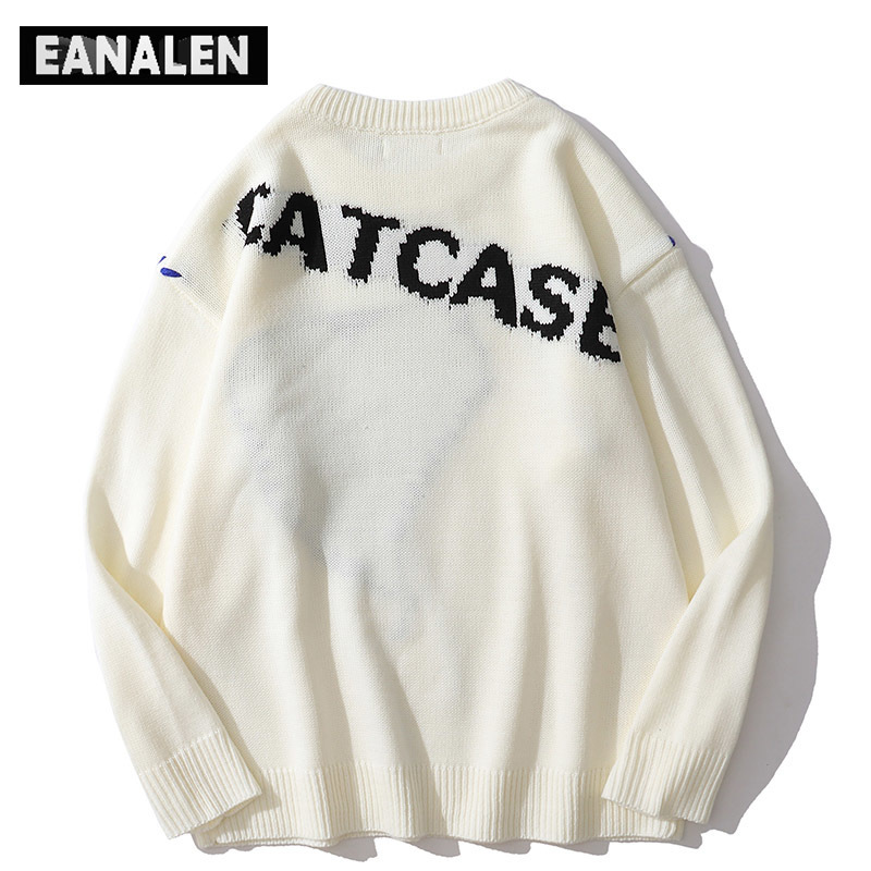 Men's Sweaters Harajuku love pattern knitted ugly sweater men letter punk rock black red gothic vintage grandpa sweater women cute pullover 22083