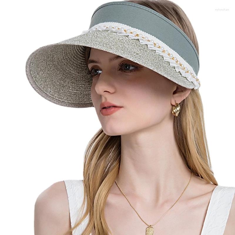Wide Brim Hats Women's Summer Air Sun UV Protection Top Empty Hat Straw Visor Cap With Pearl Lace Adjustable Ladies Beach, Black
Wide Brim Hats Women's Summer Air Sun UV Protection Top Empty Hat Straw Visor Cap With Pearl Lace Adjustable Ladies Beach, Black