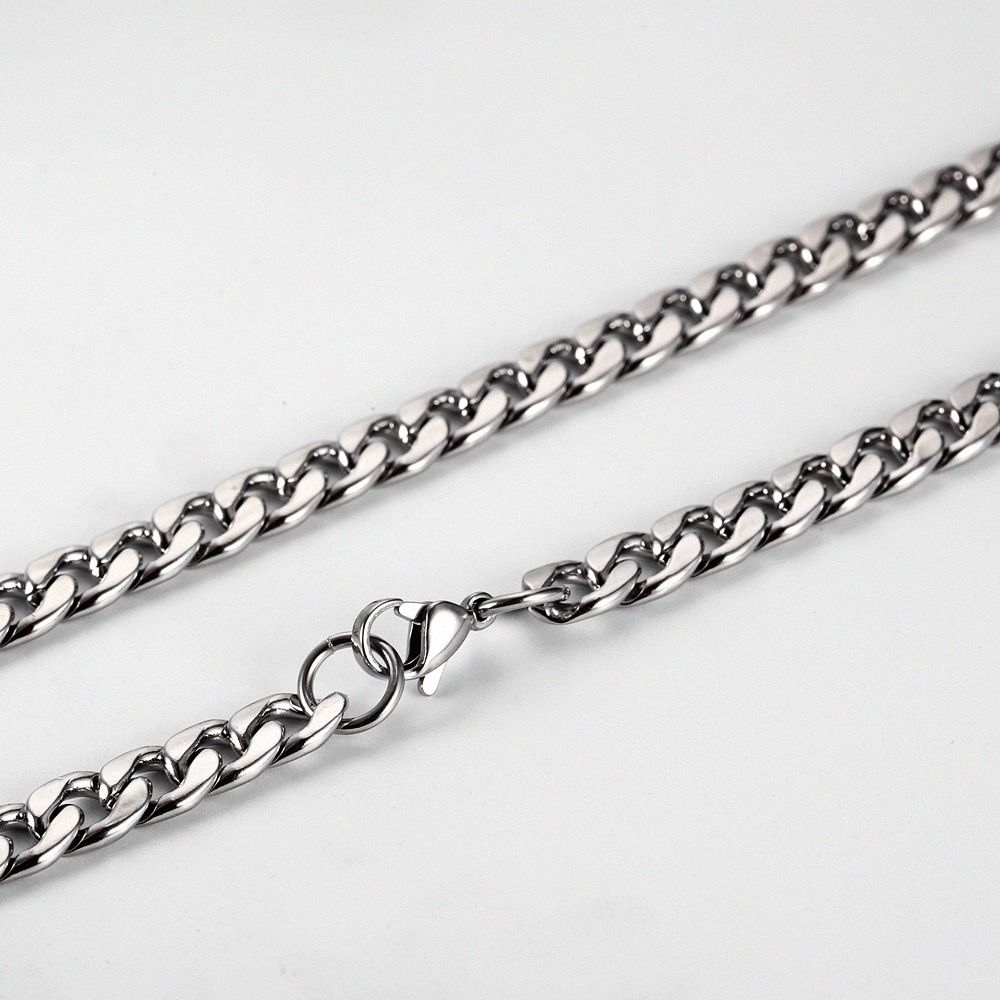 3MM 5MM 6MM 7MM Silver Cuban Chains Necklace Stainless Steel Lobster Clasps Making Hight Quality Plated Necklaces for women men Ve