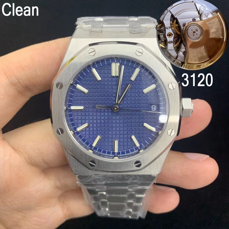 4 Types luxury watches Blue dial Royal Date 15400ST.OO.1220ST.01 ETA 3120 Mechanical Mens sweeping Watch 904L Stainless Steel sapphire wristwatches with box