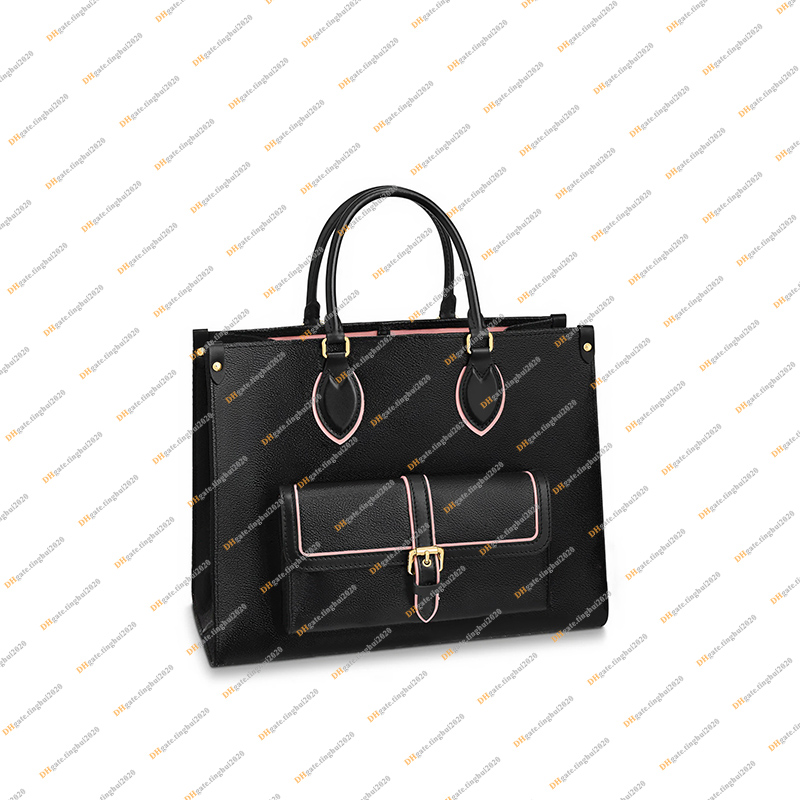 Ladies Fashion Designe Luxury ONTHEGO TOTE Shoulder Bags Shopping Bag Handbag Composite Bags High Quality TOP 5A M46154 Purse Pouch, Black flower / with dust bag