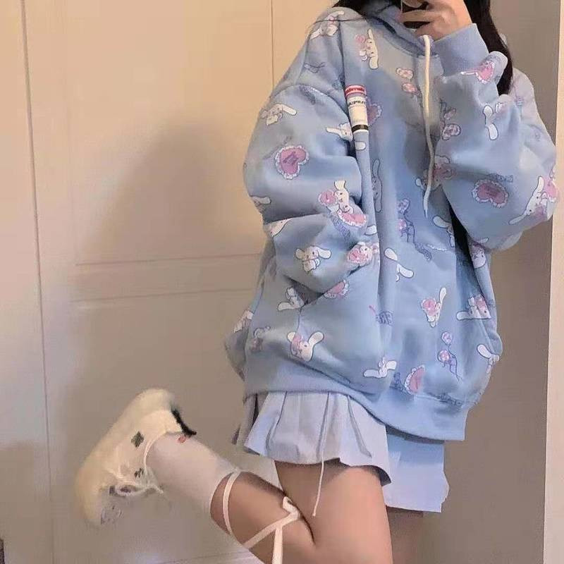 Women s Hoodies Sweatshirts Anime Graphic Long Sleeve Kawaii Casual Hoodie Women Harajuku Fairycore Cute Shirt Y2k Aesthetic Alt Clothes Korean Fashio
