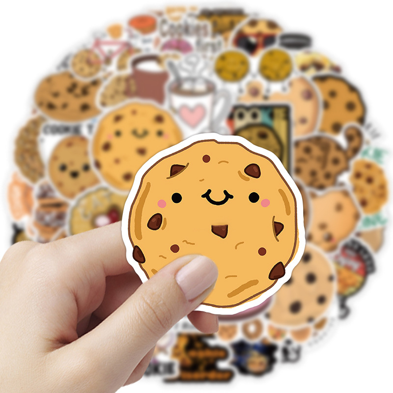 51Pcs Lovely Cartoon Biscuit Sticker Cookies Delicious Food Graffiti Kids Toy Skateboard Car Motorcycle Bicycle Sticker Decals