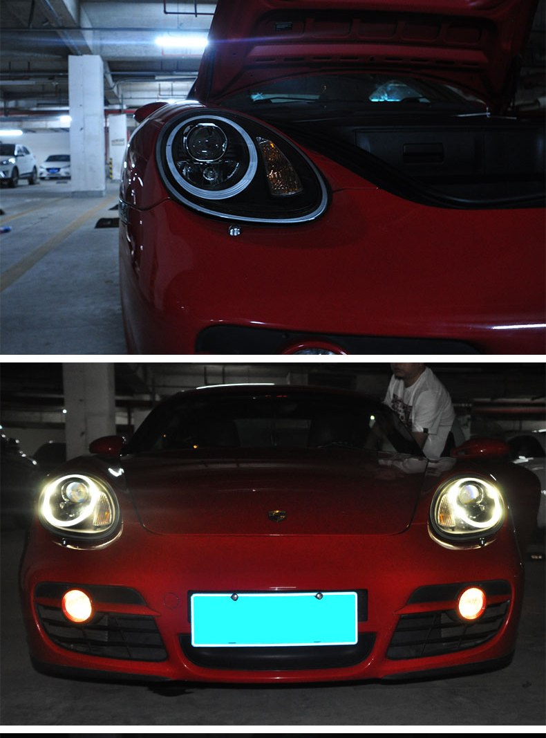 LED Headlight for Porsche Boxster 987 2005-2008 Dual Beam Lens Headlights High Beam Daytime Running Lights