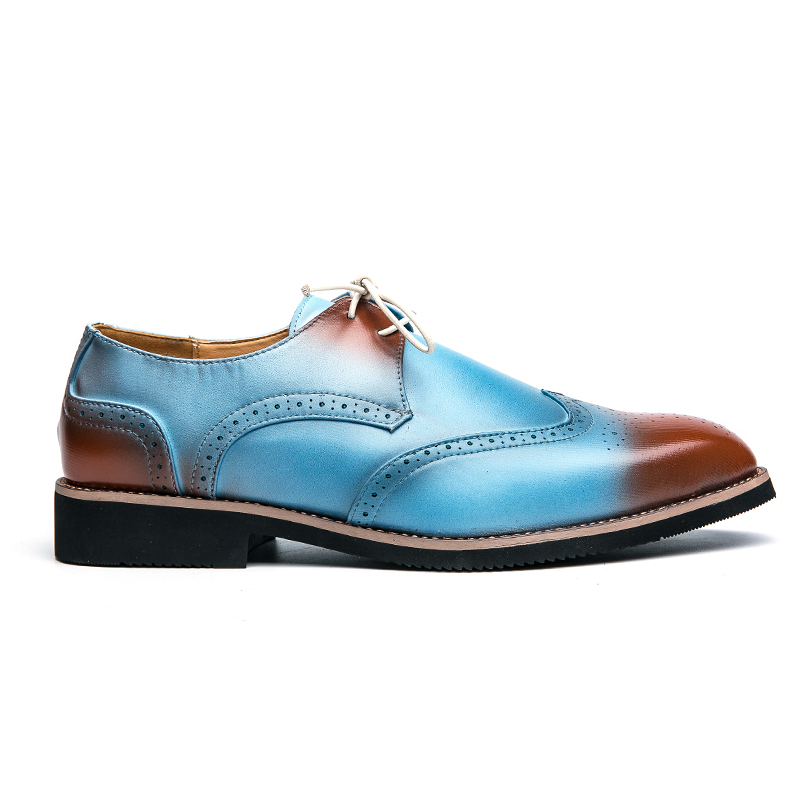 Brogue Shoes Men Shoes British Color PU Carved Derby Wingtip Lace Up Fashion Business Casual Wedding Party Daily Versatile AD048