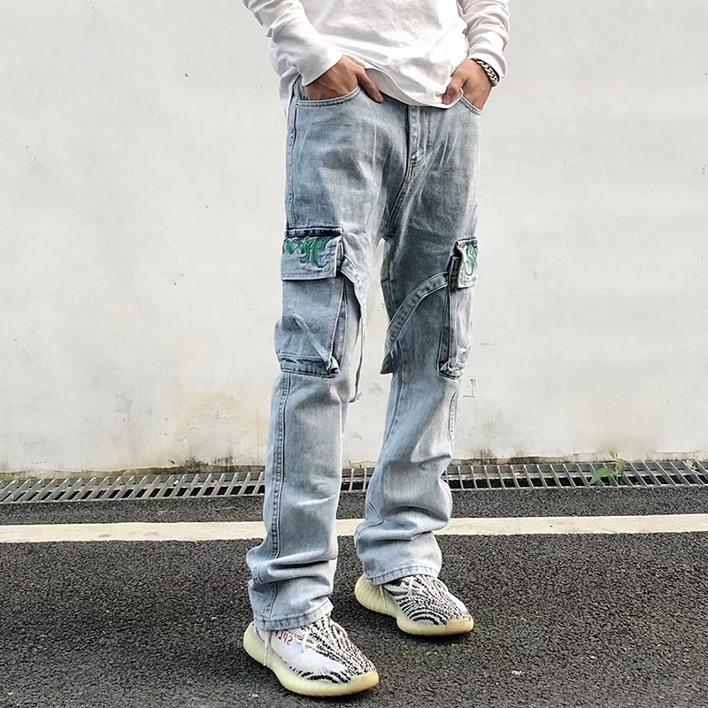 Jeans Vintage Letter Pockets Sashes Blue Denim Trousers for Men Straight Baggy Retro Jeans Pants
Jeans Vintage Letter Pockets Sashes Blue Denim Trousers for Men Straight Baggy Retro Jeans Pants