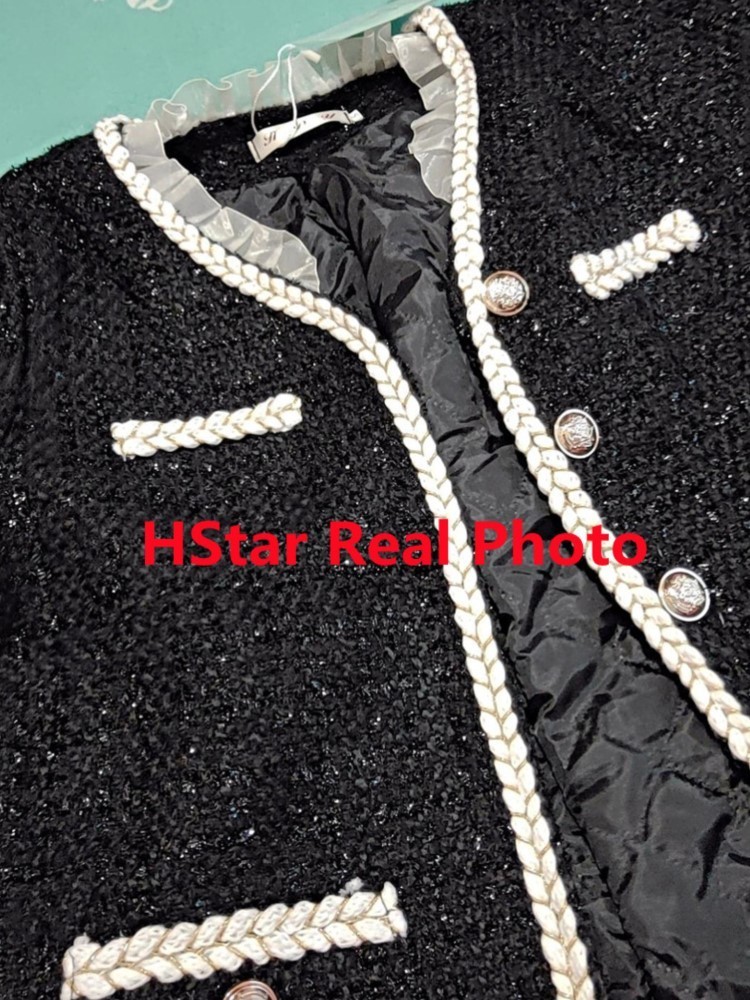 Women's Jackets Hstar Elegant Slim Short Autumn Caot Women Korean style Lace Pathchwork Tweed jackets court knitted Cardigan outwear 220830