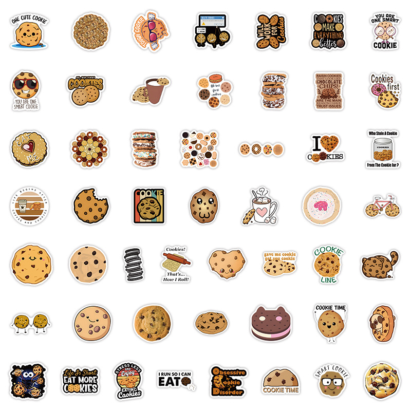 51Pcs Lovely Cartoon Biscuit Sticker Cookies Delicious Food Graffiti Kids Toy Skateboard Car Motorcycle Bicycle Sticker Decals