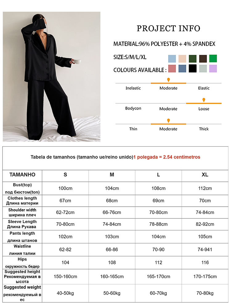 Women's Sleepwear Sexy Low Cut Fashion Pajamas Set For Women Loose Casual Long Sleeve Trouser Suits Solid Satin Silk Female Home Fitted Tops 2Pce