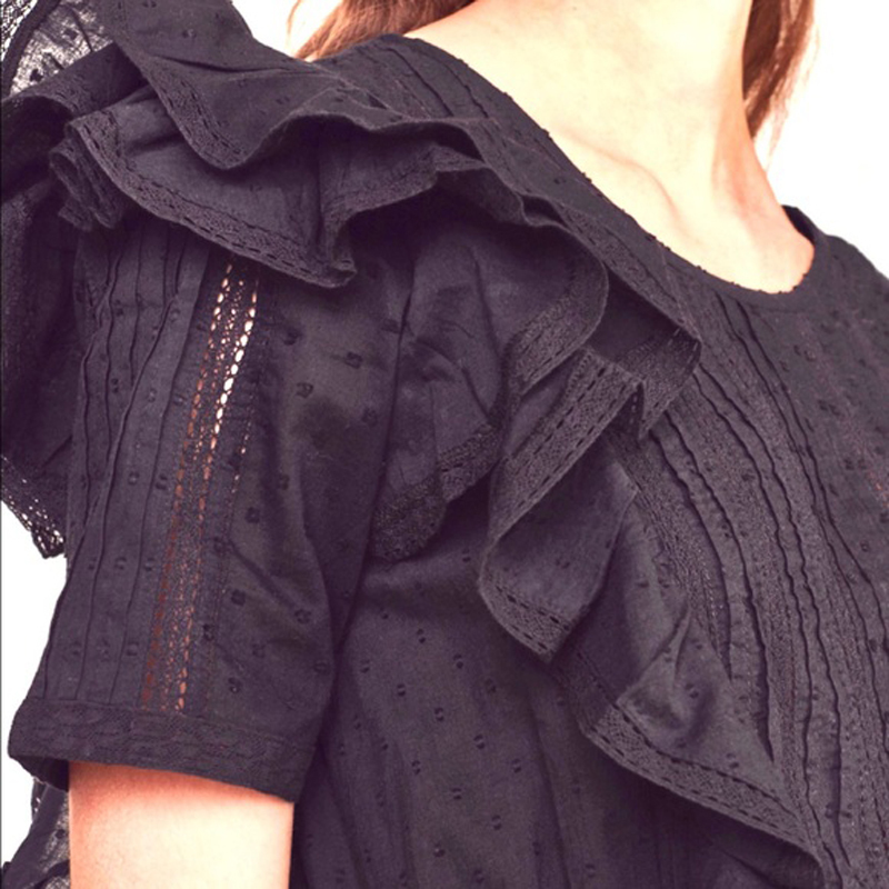 Casual Dresses BOHO INSPIRED black mini dress party cotton ruffled short sleeve tiered chic summer dress sweet women dress za ladies 0830