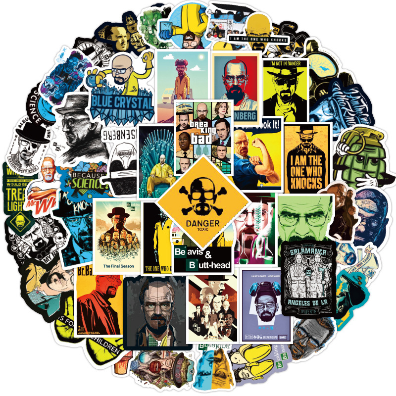50Pcs Calssical TV Series Breaking Bad Stickers Walter White Graffiti Kids Toy Skateboard Car Motorcycle Bicycle Sticker Decals