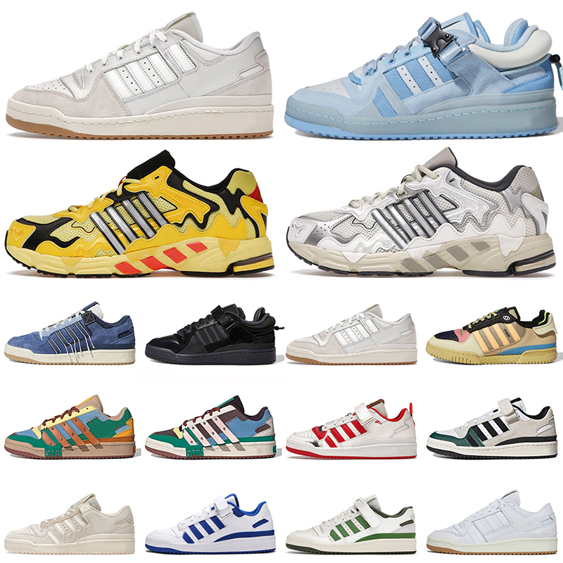 2026 Bad Bunny x Forum Buckle Low Running Shoes Men Women Yellow Cream Blue Tint Core Black Benito Mens Trainers Outdoor Sports Trainers Walking Jogging cheaper