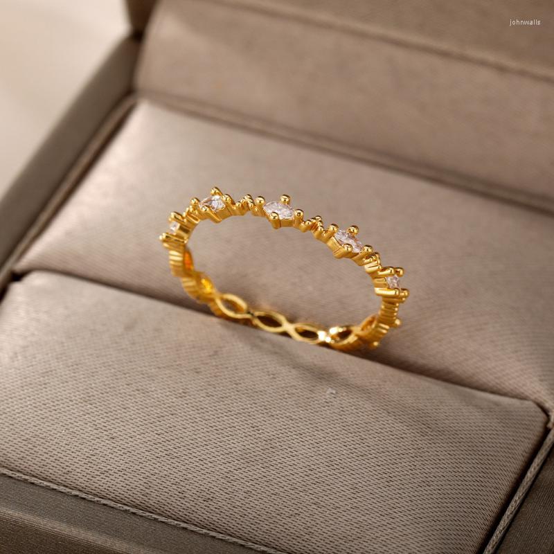 Wedding Rings Zircon Engagement For Women Girls Gold Color Stainless Steel Female Ring Jewelry Anillos Mujer
Wedding Rings Zircon Engagement For Women Girls Gold Color Stainless Steel Female Ring Jewelry Anillos Mujer