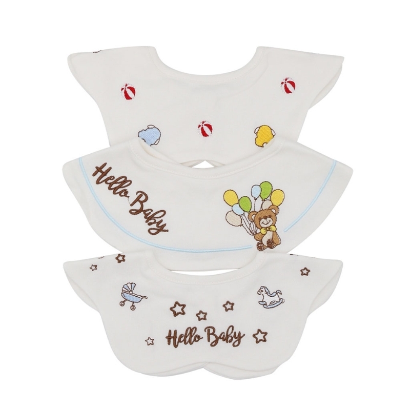 Bibs Burp Cloths 3 Pcs Set Rotate Baby Feeding Drool Collar Decoration Embroidery Saliva Towel Cotton Anti-Stain Cloth D08C 220830