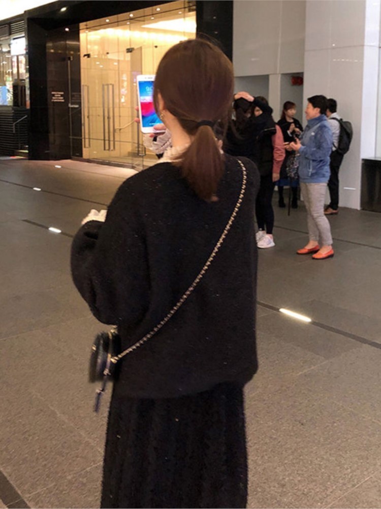 Women's Jackets Hstar Elegant Slim Short Autumn Caot Women Korean style Lace Pathchwork Tweed jackets court knitted Cardigan outwear 220830