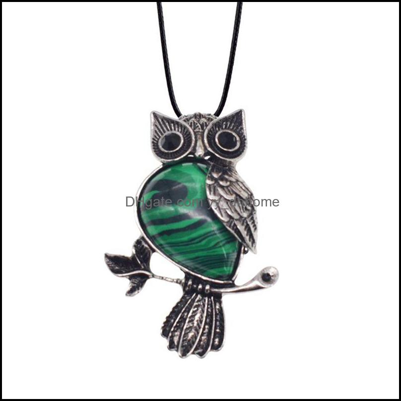 Pendant Necklaces Ladies Owl Healing Pendant Necklace Mens Spiritual Energy Gemstone - 19" 12Pcs Drop Delivery 2021 Jewe Dhseller2010 Dh2Qp