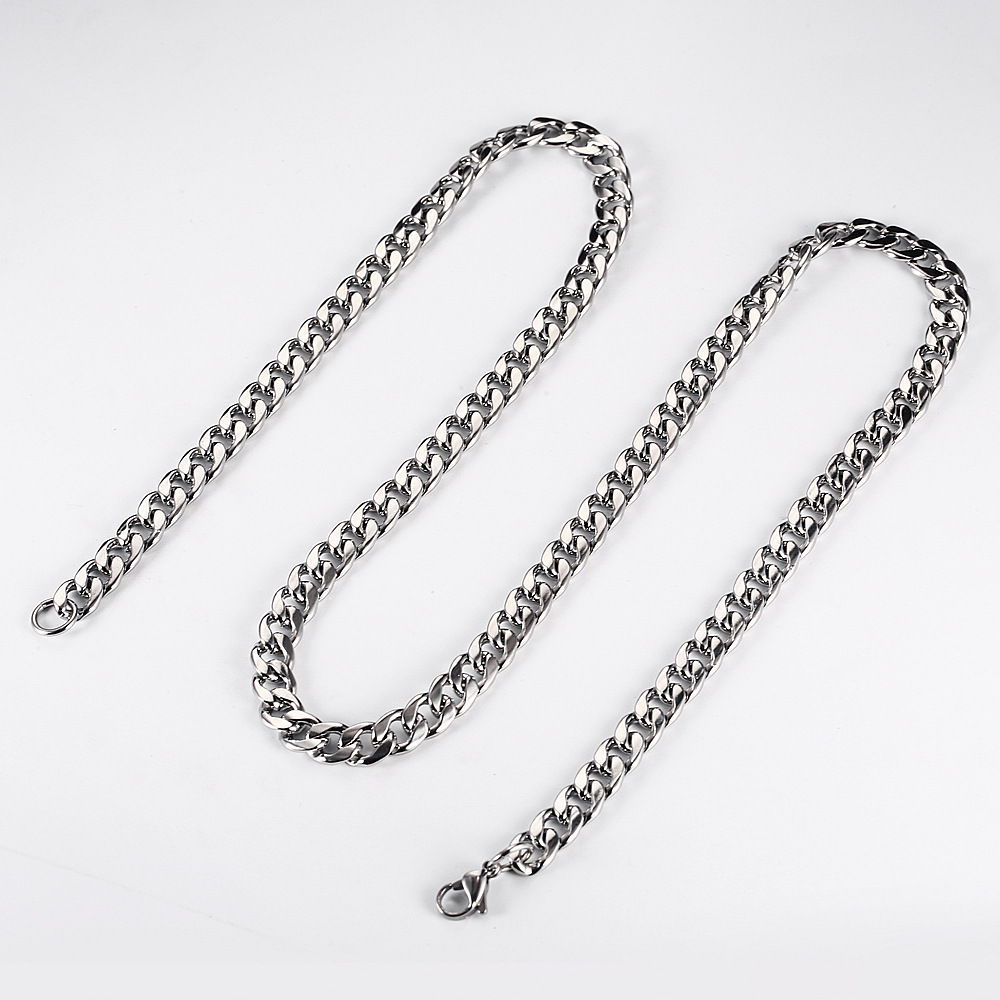 3MM 5MM 6MM 7MM Silver Cuban Chains Necklace Stainless Steel Lobster Clasps Making Hight Quality Plated Necklaces for women men Ve