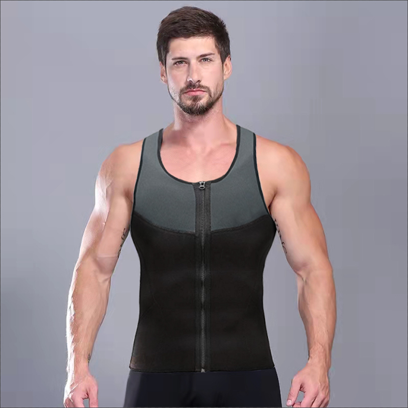 Men's Body Shapers Shaper Wear Vest Neoprene Sweating Abdomen Zipper Splicing Fitness V neck Sauna Suit Corset Top Shirt Bodysuit Slimming 220830