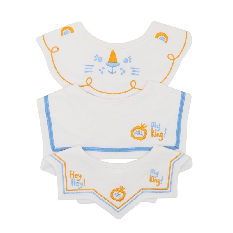 Bibs Burp Cloths 3 Pcs Set Rotate Baby Feeding Drool Collar Decoration Embroidery Saliva Towel Cotton Anti-Stain Cloth D08C 220830