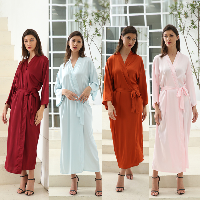 Women's Robe Owiter Satin Chiffon s Bridesmaid s Bride Women Wedding Long Bathrobe White 220830
