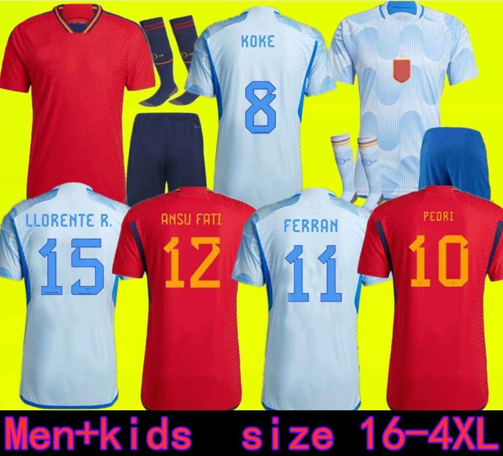 latest 2022 Spain soccer jerseys Espana ANSU FATI ASENSIO MORATA FERRAN KOKE GAVI AZPILICUETA C.SOLER 22 23 WORLD RAMOS CUP football shirts men kids kit fans Player, Away kit
latest 2022 Spain soccer jerseys Espana ANSU FATI ASENSIO MORATA FERRAN KOKE GAVI AZPILICUETA C.SOLER 22 23 WORLD RAMOS CUP football shirts men kids kit fans Player, Away kit