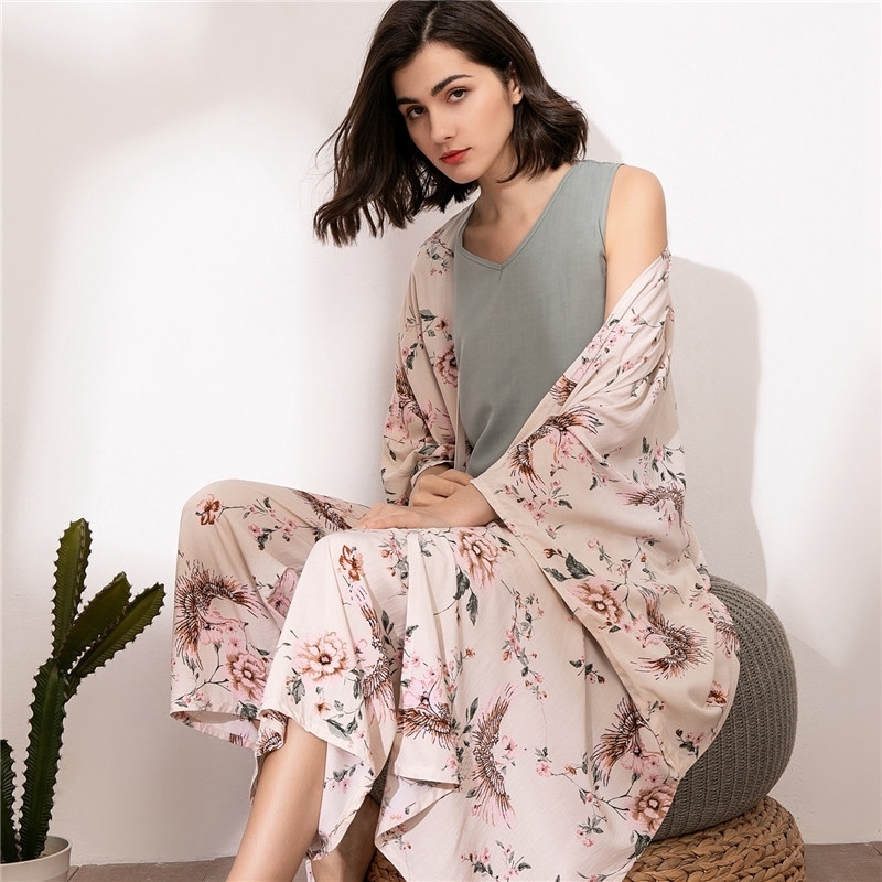 Women's Sleepwear JULY'S SONG 4 Pieces Soft Autumn Summer Women Pajamas Sets Floral Printed With Shorts Female Leisure Nightwear Suit 220830