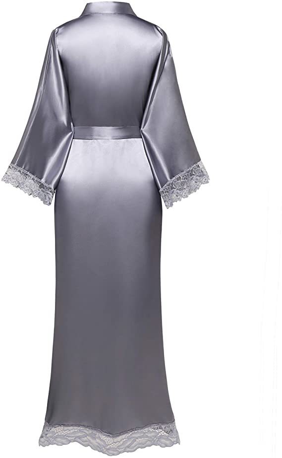 Women's Robe Silk Satin Lace s Bridesmaid Bride s Wedding Long Bathrobe Womens Lingerie 220830