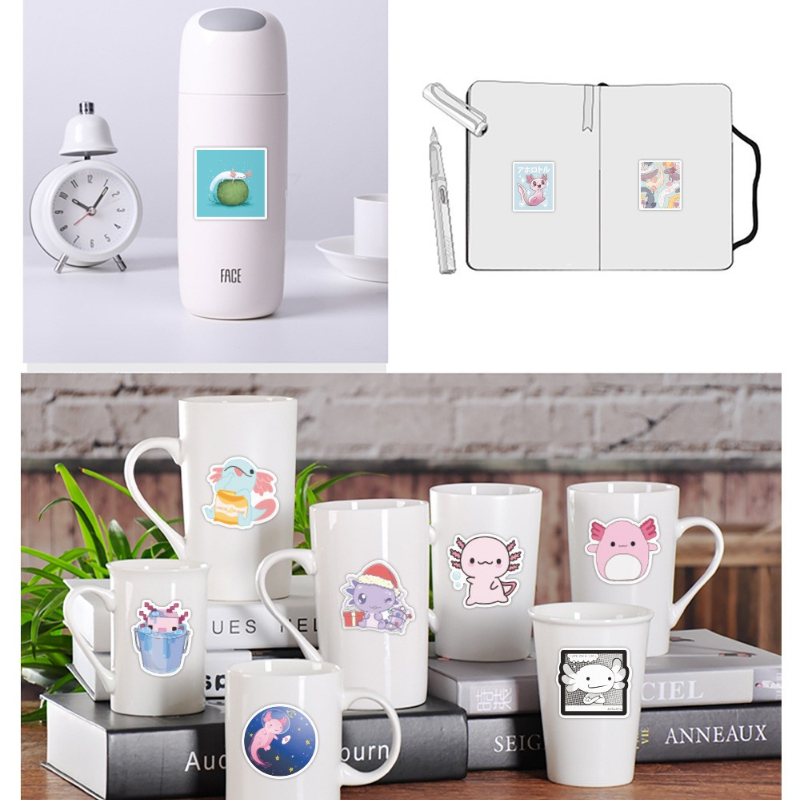 50Pcs Funny Cute Animal Axolotl sticker Graffiti Kids Toy Skateboard Car Motorcycle Bicycle Sticker Decals