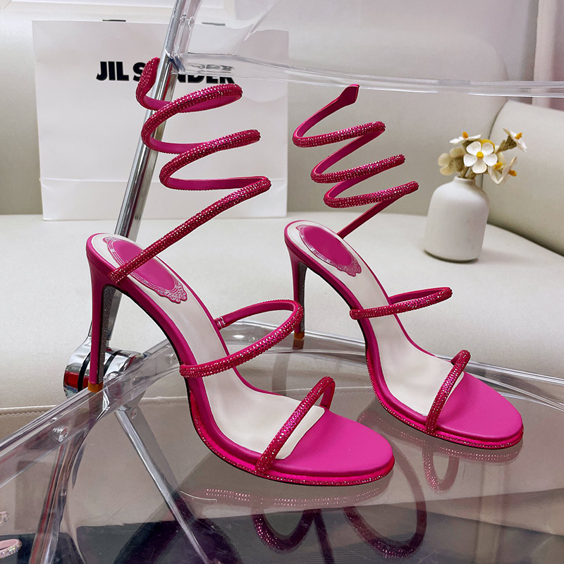 narrow band sandals Top quality rhinestone crystal Serpentine winding shoes luxury designer stiletto heel womens Rome sandal 35-43 with box, Green
narrow band sandals Top quality rhinestone crystal Serpentine winding shoes luxury designer stiletto heel womens Rome sandal 35-43 with box, Green