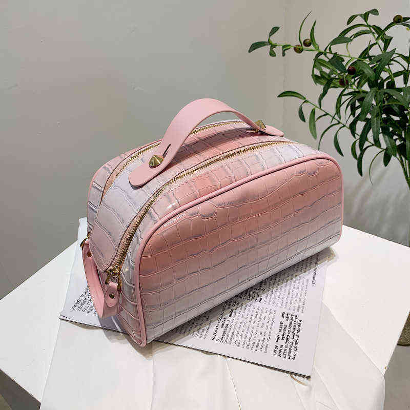 Cosmetic Bags & Cases Travel simple fashion double zipper makeup bag solid color